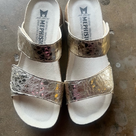 Mephisto Gold and Silver Textured Sandals - Picture 1 of 4